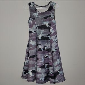 PIXIELANE UNICORN CAMO PRINT STRETCH SKATER DRESS SIZE 7